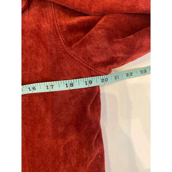 For Joseph Red Burgundy Suede Button Closure Lightweight Women’s Jacket Sz Lg - Picture 9 of 11